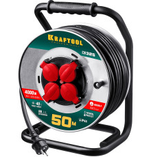 KRAFTOOL K-325, КГ, 3 х 2.5 мм2, 50 м, 4000 Вт, IP44, силовой удлинитель на стальной катушке (55086-50)