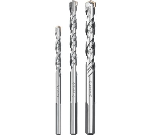ЗУБР 3 шт: d 6-8-10 мм, трехгранный хвостовик, набор сверл по бетону усиленные, Профессионал (2916-H3) купить  в Сочи