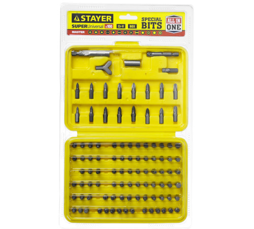 STAYER Super Universal, 100 шт, набор бит (2604-H100) купить в Сочи STAYER Super Universal, 100 шт, набор бит (2604-H100) купить в Сочи