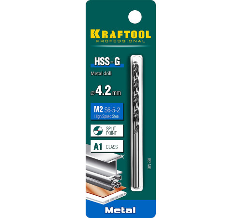 KRAFTOOL HSS-G, 4.2 х 75 мм, сталь P6M5, сверло по металлу (29651-4.2) купить в Сочи KRAFTOOL HSS-G, 4.2 х 75 мм, сталь P6M5, сверло по металлу (29651-4.2) купить в Сочи