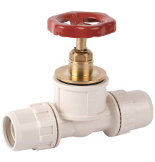 ЗУБР ШиреФит, штуцер с гайкой - кран запорный с маховиком - штуцер с гайкой, 20 мм, запорный кран (51571-20)