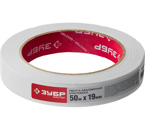 ЗУБР 19 мм х 50 м, креповая, малярная лента, МАСТЕР (12115-19) купить  в Сочи
