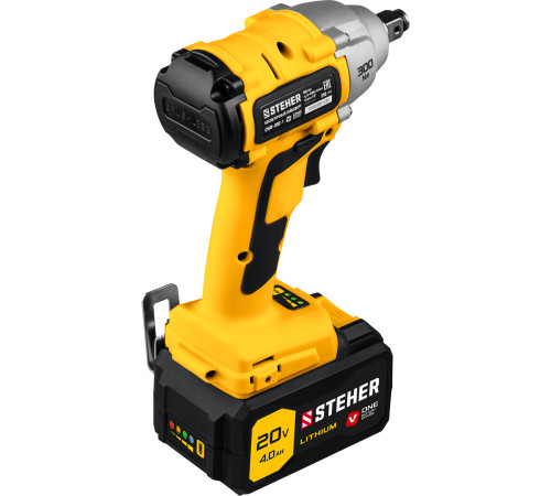 STEHER V1, 20 В, 300 Н·м, 1 АКБ (4 А·ч), бесщеточный гайковерт, кейс (CWB-300-1) купить в Сочи STEHER V1, 20 В, 300 Н·м, 1 АКБ (4 А·ч), бесщеточный гайковерт, кейс (CWB-300-1) купить в Сочи
