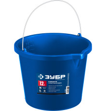 ЗУБР 12 л, первичный высокопрочный пластик, с носиком, усиленное строительное ведро, Профессионал (06091-12)