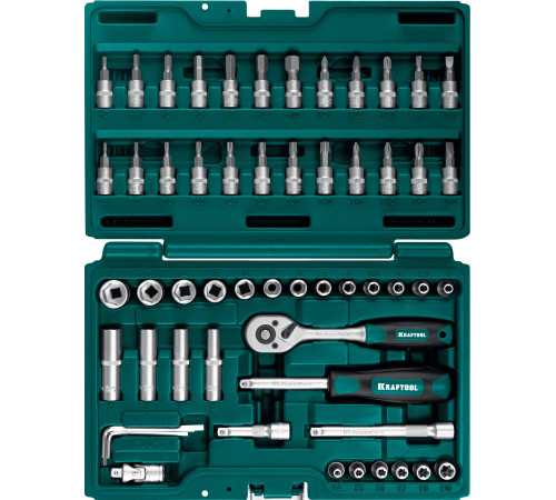 KRAFTOOL X-Drive, 57 предм., (1/4″), универсальный набор инструмента (27885-H57) купить  в Сочи