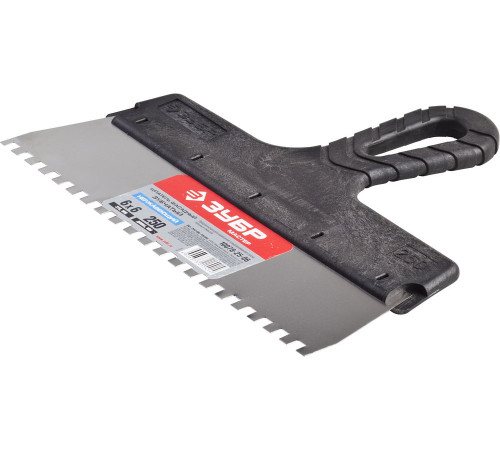 ЗУБР 250 мм, зуб 6 х 6 мм, пластиковая ручка, нержавеющий фасадный шпатель (10078-25-06) купить  в Сочи