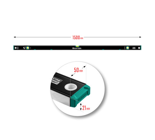 KRAFTOOL 1500 мм, усиленный профиль, с зеркальным глазком, магнитный уровень (34785-150) купить  в Сочи