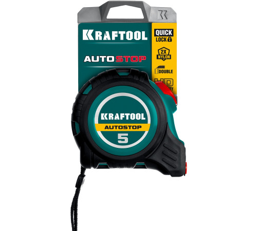 KRAFTOOL AutoStop, 5 м х 19 мм, профессиональная рулетка с автостопом (3412-5-19) купить  в Сочи