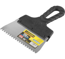 STAYER PROFlat, 150 мм, зуб 4 х 4 мм, пластиковая ручка, зубчатый, нержавеющий фасадный шпатель, Professional (1009-15-04)