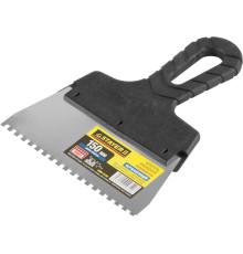 STAYER PROFlat, 150 мм, зуб 4 х 4 мм, пластиковая ручка, зубчатый, нержавеющий фасадный шпатель, Professional (1009-15-04)