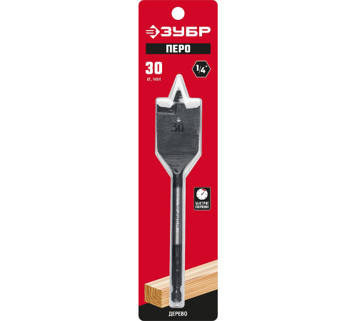 ЗУБР 30 x 152 мм, с боковыми подрезателями, перовое, cверло по дереву (29505-30) купить  в Сочи