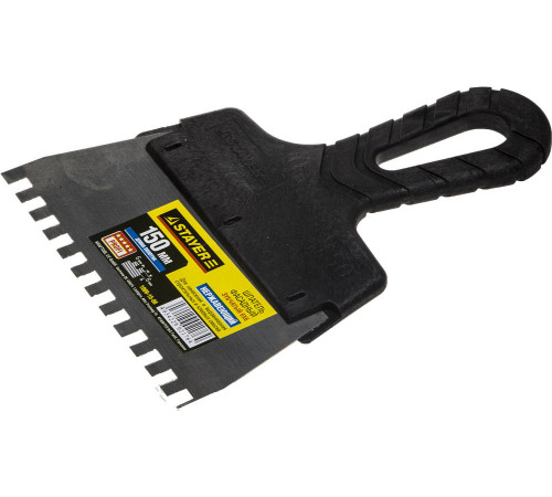 STAYER PROFlat, 150 мм, зуб 6 х 6 мм, пластиковая ручка, зубчатый, нержавеющий фасадный шпатель, Professional (1009-15-06) купить  в Сочи