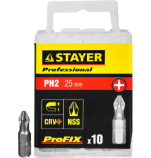 STAYER ProFix PH2 25 мм, 10 шт, набор бит, Professional (26201-2-25-10)