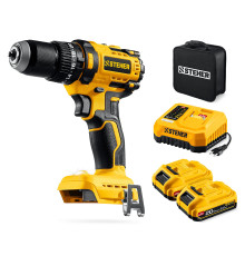 STEHER 20 В, 65 Н·м, 2 АКБ LMS (2 А·ч), бесщеточная ударная дрель-шуруповерт, сумка (CBS-65-22)