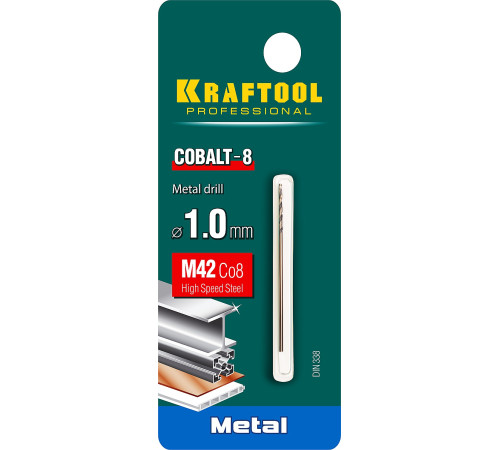 KRAFTOOL COBALT-8, 1.0 х 40 мм, сталь М42, HSS-Co(8%), сверло по металлу (29656-1) купить в Сочи KRAFTOOL COBALT-8, 1.0 х 40 мм, сталь М42, HSS-Co(8%), сверло по металлу (29656-1) купить в Сочи