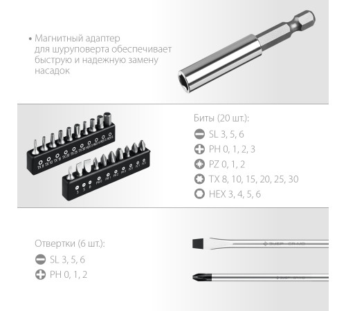 ЗУБР 28 предм., набор отверток, Профессионал (25240) купить  в Сочи