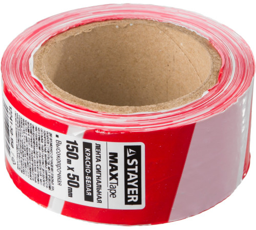 STAYER MAXTape, 50 мм, 150 м, красно-белая, сигнальная лента (12241-50-150) купить  в Сочи