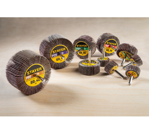 STAYER d 60 x 30 мм, P60, на шпильке d 6 мм, круг шлифовальный лепестковый (36608-060) купить  в Сочи