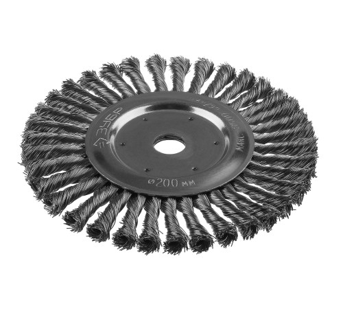 ЗУБР 200 х 22 мм, жгутированная стальная проволока 0.5 мм, щетка дисковая для УШМ, Профессионал (35190-200) купить  в Сочи