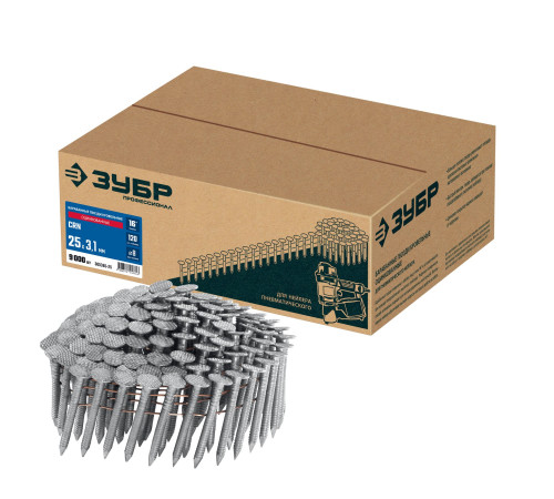 ЗУБР CRN 25 х 3.1 мм, барабанные гвозди кровельные оцинкованные, 9000 шт (305385-25) купить  в Сочи