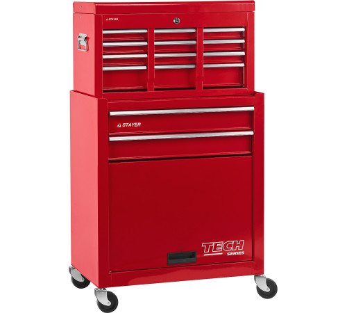 STAYER 616 х 330 х 742 мм, комбо, инструментальная тележка с 2 полками + ящик с 7 полками (38909-K) купить  в Сочи