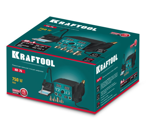 KRAFTOOL KR-75, 2-в-1 100-480°С 750 Вт, Ремонтная паяльная станция (55340) купить  в Сочи
