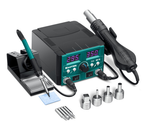 KRAFTOOL KR-75, 2-в-1 100-480°С 750 Вт, Ремонтная паяльная станция (55340) купить  в Сочи