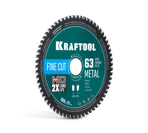 KRAFTOOL Metal Cut 185 х 30 мм, 63Т, диск пильный по металлу и стали (36954-185-30-63) купить  в Сочи