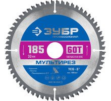 ЗУБР Мультирез, 185 x 30 мм, 60Т, пильный диск по алюминию, Профессионал (36907-185-30-60)