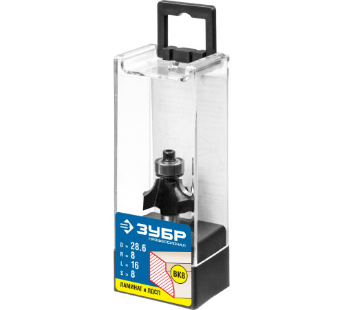 ЗУБР 28.6 x 16 мм, радиус 8 мм, фреза кромочная калевочная №1, Профессионал (28784-28.6) купить  в Сочи