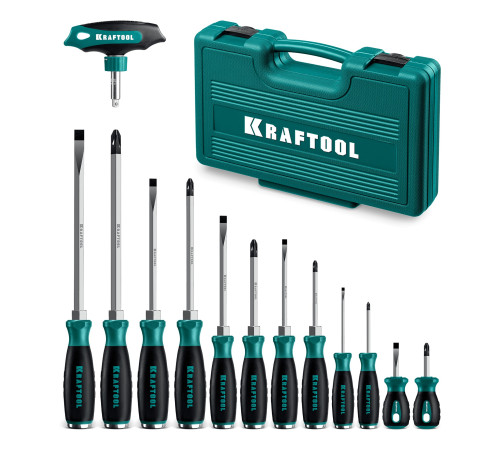 KRAFTOOL IMPACT 13 шт, сквозной стержень Cr-Mo, набор ударных отверток (25035) купить  в Сочи