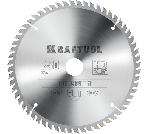 KRAFTOOL Precision, 250 х 32 мм, 60Т, пильный диск по дереву (36952-250-32) купить  в Сочи