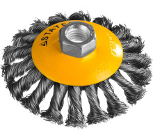 STAYER 100 мм, жгутированная стальная проволока 0.5 мм, коническая щетка-крацовка для УШМ, Professional (35135-100)