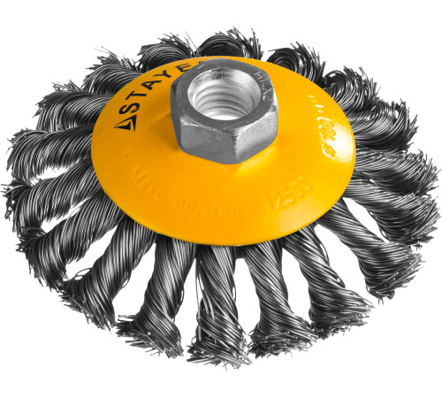 STAYER 100 мм, жгутированная стальная проволока 0.5 мм, коническая щетка-крацовка для УШМ, Professional (35135-100) купить  в Сочи