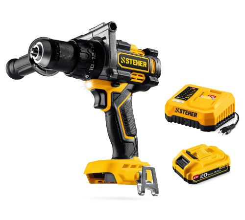 STEHER 20 В, 165 Н·м, 1 АКБ LMS (2 А·ч), бесщеточная ударная дрель-шуруповерт (CBS-165-21) купить в Сочи STEHER 20 В, 165 Н·м, 1 АКБ LMS (2 А·ч), бесщеточная ударная дрель-шуруповерт (CBS-165-21) купить в Сочи