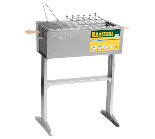 KRAFTOOL 300 x 600 x 800 мм, 6 шампуров, 1 решетка, поддон для угля, стационарный мангал (68320) купить  в Сочи