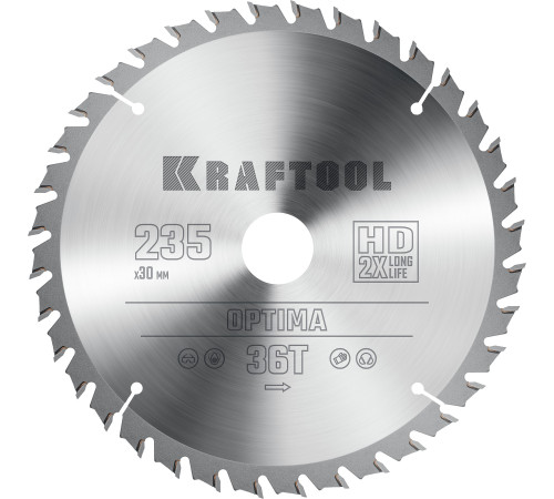 KRAFTOOL Optima, 235 х 30 мм, 36Т, пильный диск по дереву (36951-235-30) купить в Сочи KRAFTOOL Optima, 235 х 30 мм, 36Т, пильный диск по дереву (36951-235-30) купить в Сочи