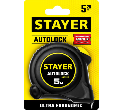 STAYER AutoLock, 5 м х 25 мм, рулетка с автостопом (2-34126-05-25) купить  в Сочи