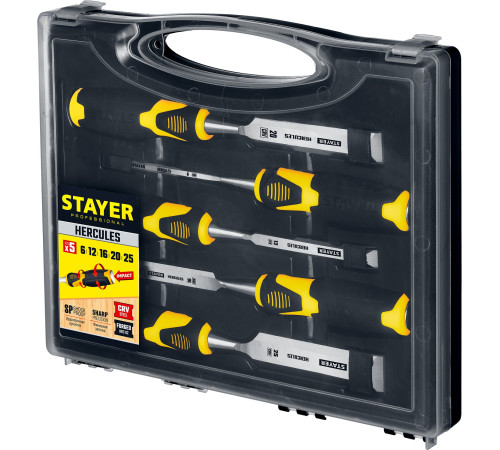 STAYER Hercules, 5 предм., набор стамесок-долот, Professional (18205-H5) купить в Сочи STAYER Hercules, 5 предм., набор стамесок-долот, Professional (18205-H5) купить в Сочи