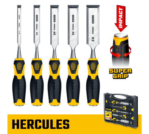 STAYER Hercules, 5 предм., набор стамесок-долот, Professional (18205-H5) купить в Сочи STAYER Hercules, 5 предм., набор стамесок-долот, Professional (18205-H5) купить в Сочи