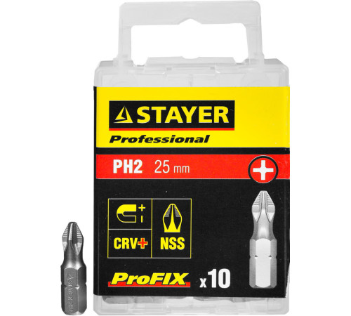 STAYER ProFix PH2 25 мм, 10 шт, набор бит, Professional (26201-2-25-10) купить в Сочи STAYER ProFix PH2 25 мм, 10 шт, набор бит, Professional (26201-2-25-10) купить в Сочи