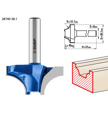 ЗУБР 38.1 x 19 мм, радиус 12.7 мм, фреза пазовая фасонная №1, Профессионал (28740-38.1)