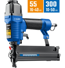 ЗУБР Т55/300, пневматический нейлер-степлер 18Ga 2-в-1: для скоб тип 55 и гвоздей тип 300, Профессионал (31937)
