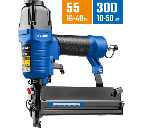 ЗУБР Т55/300, пневматический нейлер-степлер 18Ga 2-в-1: для скоб тип 55 и гвоздей тип 300, Профессионал (31937) купить  в Сочи