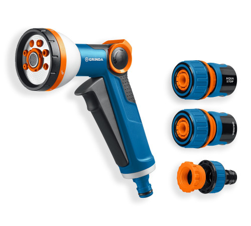GRINDA Х-834, пистолет поливочный X-8, коннектор 3/4, конектор 3/4 с автостопом, адаптер с внутр. резьбой 1/2 х 3/4,набор поливочный PROLine (429167) купить  в Сочи