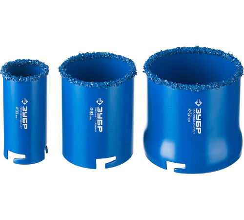 ЗУБР 5 шт, d 33, 53, 67 мм, карбид вольфрама, набор кольцевых коронок, Профессионал (33350-H5) купить  в Сочи