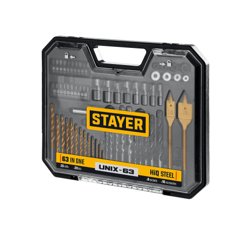 STAYER Unix-63, универсальный комбинированный набор, 63 предмета (29720-H63) купить в Сочи STAYER Unix-63, универсальный комбинированный набор, 63 предмета (29720-H63) купить в Сочи