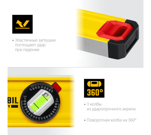 STAYER PRO STABIL, 400 мм, усиленный профиль, уровень с поворотным глазком, Professional (3471-040) купить  в Сочи