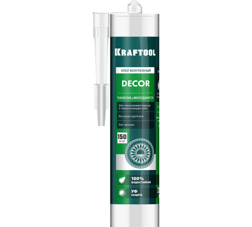 KRAFTOOL DÉCOR, 310 мл, белый, монтажный клей для молдингов (41349) купить в Сочи KRAFTOOL DÉCOR, 310 мл, белый, монтажный клей для молдингов (41349) купить в Сочи