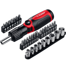 ЗУБР реверсивно-рычажная отвертка с насадками (25161-H31)